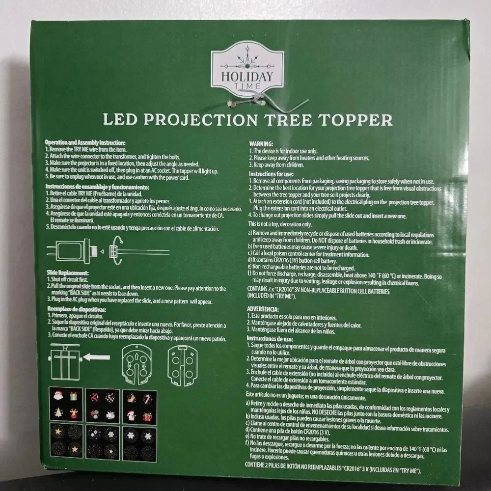 NEW! LED Projection Snowflakes Christmas Tree Topper Silver 11